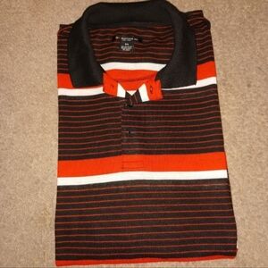 9k Clothing Co Men's Polo Shirt - Black, Red, and White Stripes